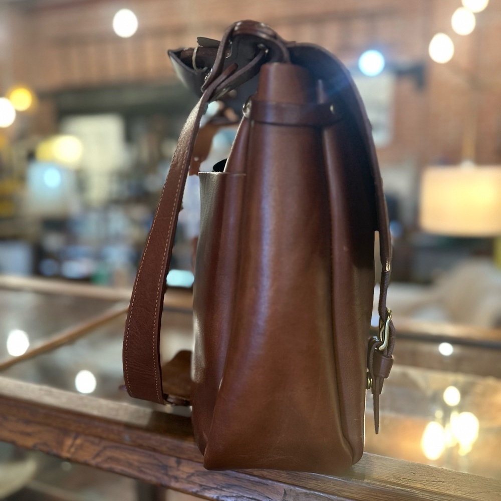 Classic Men's Leather Saddlebag Briefcase - Brown, Colonel Littleton - Picture 2 of 7